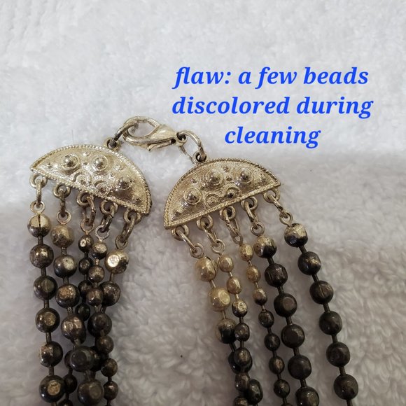 Vintage 14" Chain Five-Strands Dark Beads Fashion Necklace - Picture 3 of 3